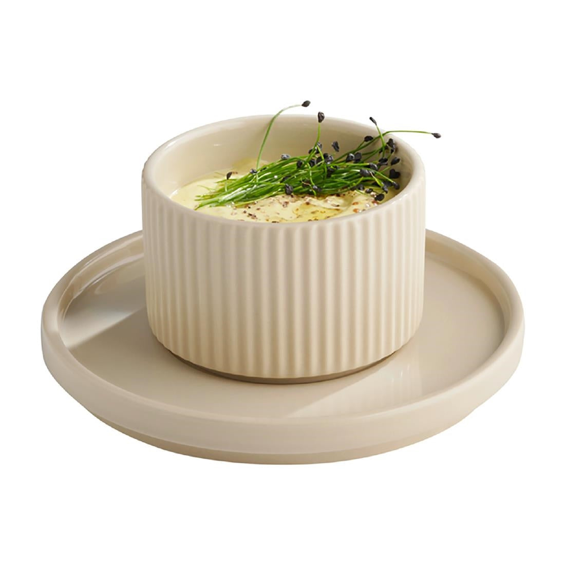 APS THE GRID Porcelain Saucers Sand 160mm (6 Pack)