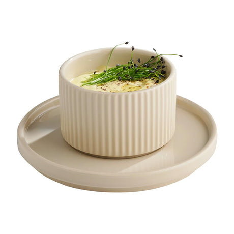 APS THE GRID Porcelain Saucers Sand 160mm (6 Pack)