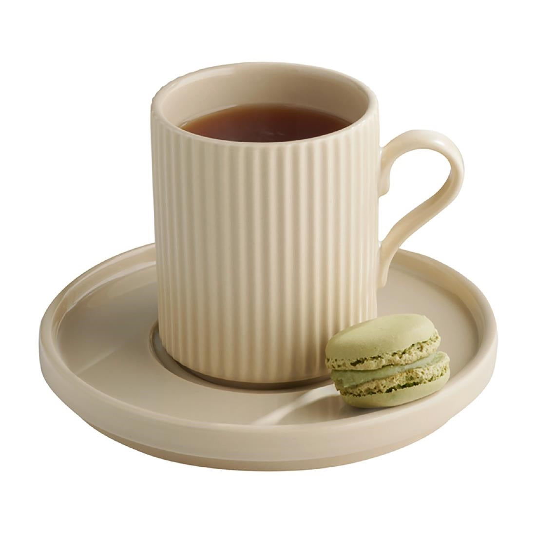 APS THE GRID Porcelain Saucers Sand 160mm (6 Pack)