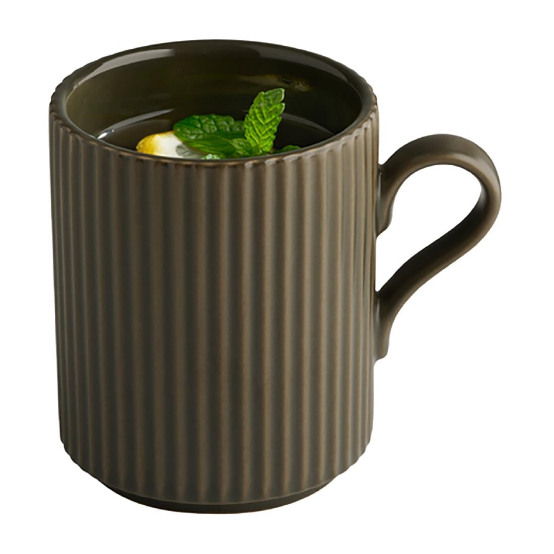 APS THE GRID Porcelain Coffee Mugs Brown 240ml (6 Pack)