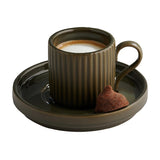 APS THE GRID Porcelain Espresso Saucers Brown 125mm (6 Pack)