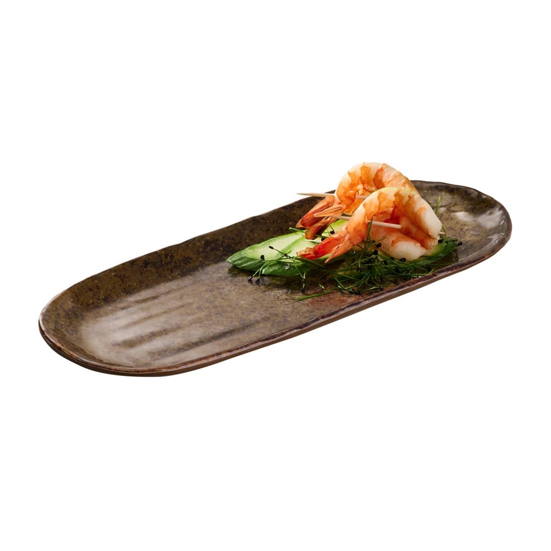 APS UMI Rectangular Tray/Sushi Board Brown 285x115mm