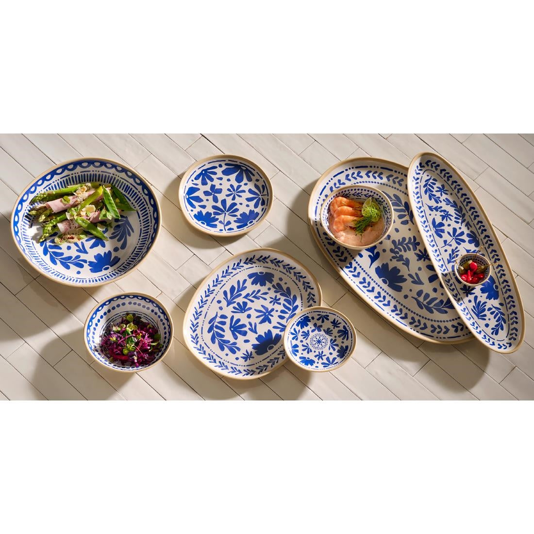 APS FLORYN Melamine Tray White & Blue GN 1/1 530x325mm