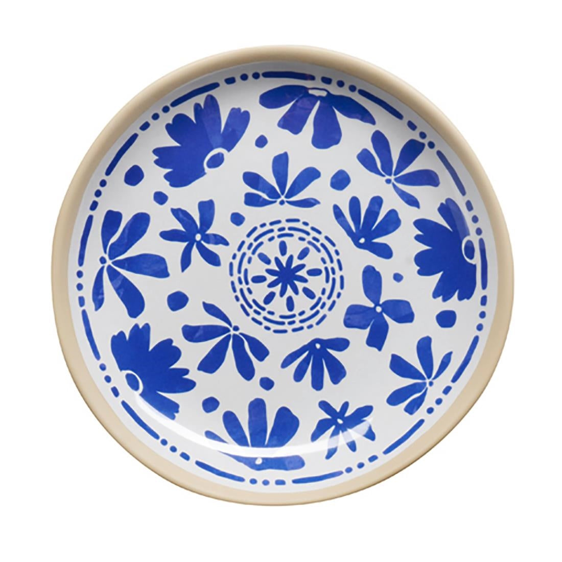 APS FLORYN Melamine Plate White & Blue 155mm