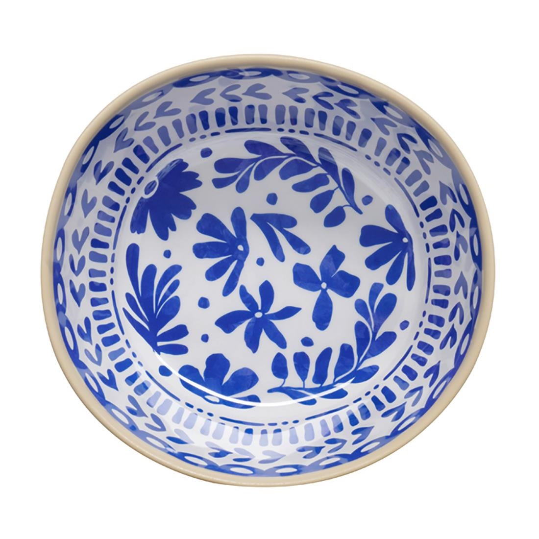 APS FLORYN Melamine Bowl White & Blue 200mm