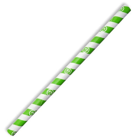 Jumbo BioStraw - Green Stripe - 10mm - 2500/ctn - green stripe - BioPak commercial catering consumable