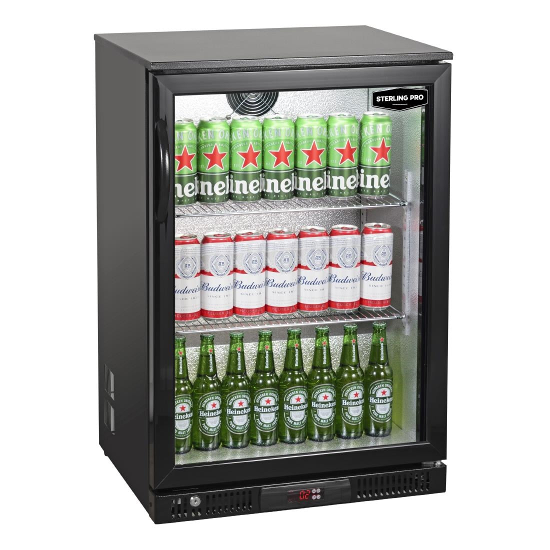 Sterling Pro Green Single Door Outdoor Bottle Cooler Black SP1LO-OUT-BK