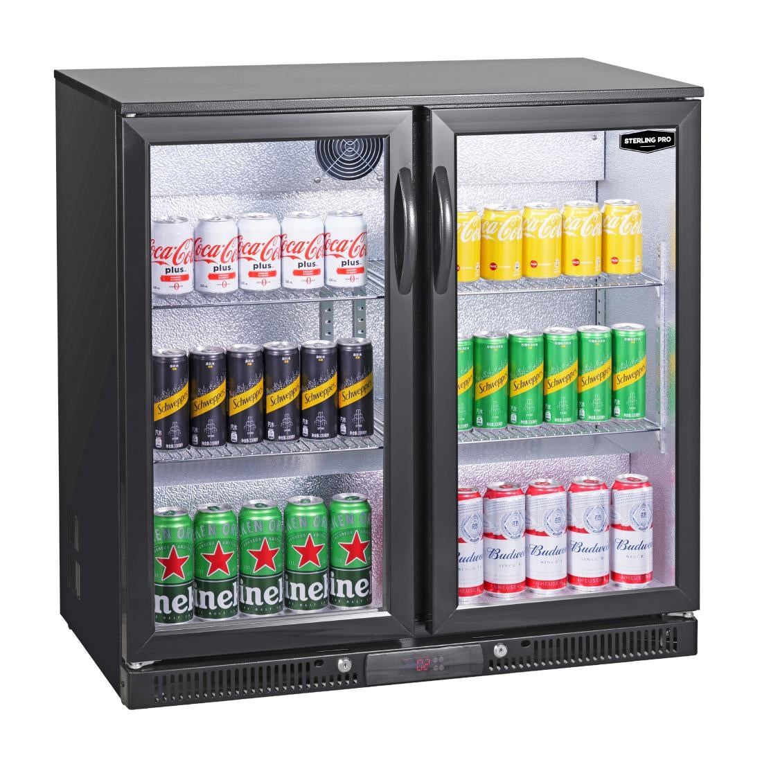 Sterling Pro Green Double Door Outdoor Bottle Cooler Black SP2LO-OUT-BK
