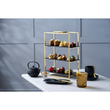 WNK Cake Stand 3-Tier Mirror Gold & Black Inserts