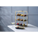 WNK Cake Stand 3-Tier Mirror Gold & Black Inserts
