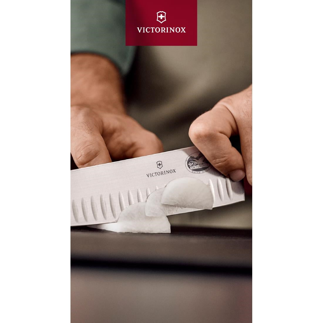 Victorinox Fibrox Fluted Santoku Knife Black 17cm