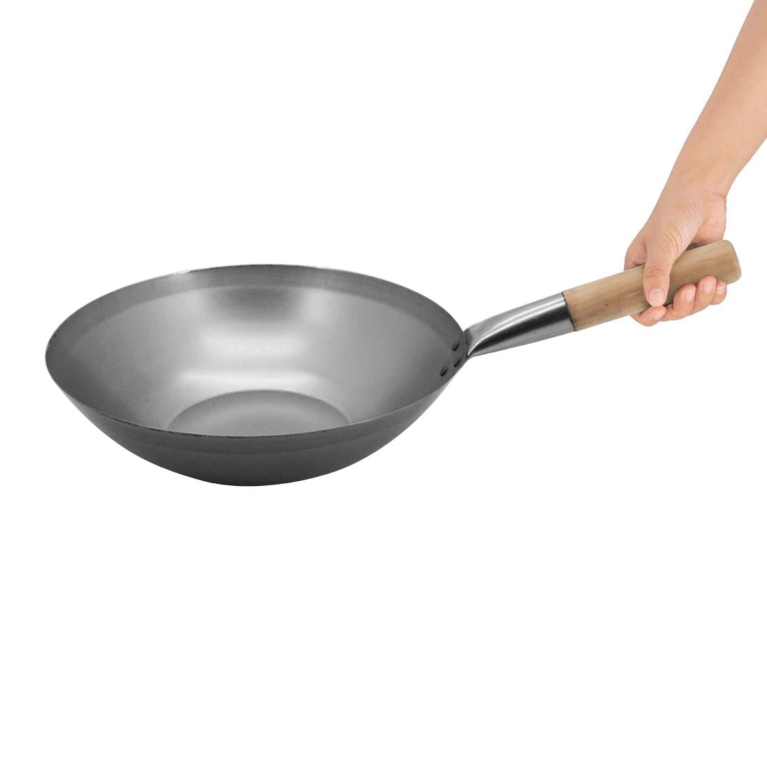 K296 Vogue Mild Steel Wok Flat Base 330mm