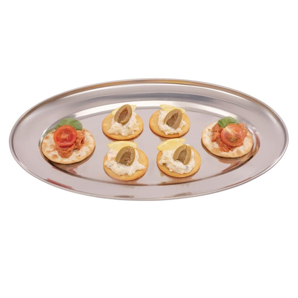 K364 Olympia Stainless Steel Oval Serving Tray 350mm K364