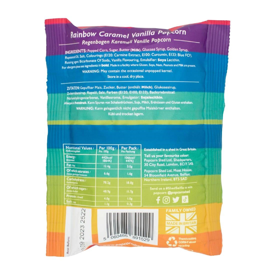 KA534 Popcorn Shed Rainbow Popcorn Snack Pack 24g (Pack of 16)