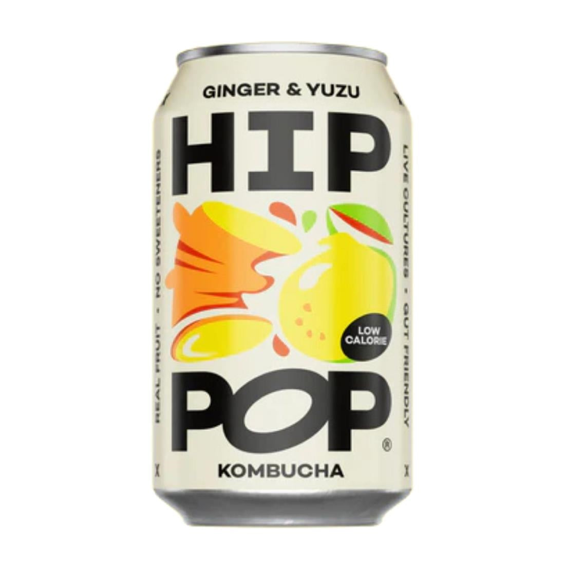 Hip Pop Kombucha Ginger & Yuzu 330ml (12 Pack)