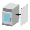 Lainox PAC101 - manufacturer heat shield range illustration with oven for context