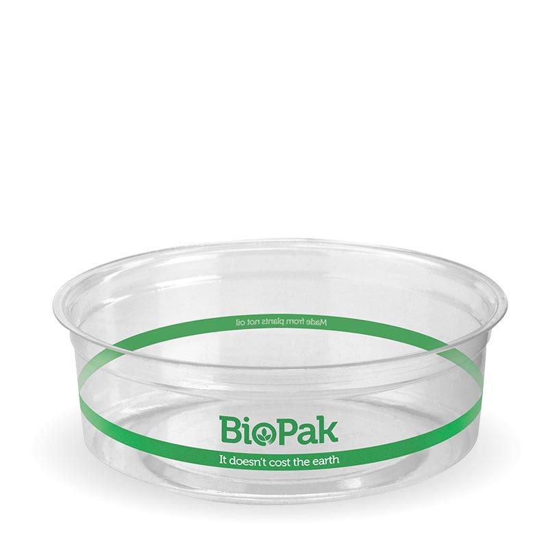 PLA BioBowl - Clear - 240ml - 500/ctn - clear - BioPak commercial catering consumable