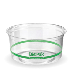 PLA BioBowl - Clear - 360ml - 500/ctn - clear - BioPak commercial catering consumable
