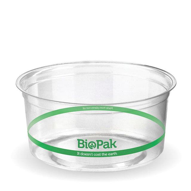 PLA BioBowl - Clear - 360ml - 500/ctn - clear - BioPak commercial catering consumable