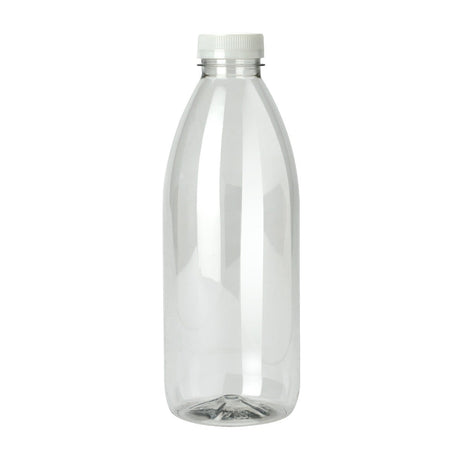 PET Bottle with Tamper Evident Lid - 1000ml - 88/ctn - clear - BioPak commercial catering consumable