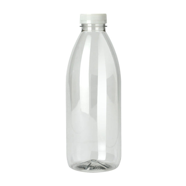 PET Bottle with Tamper Evident Lid - 1000ml - 88/ctn - clear - BioPak commercial catering consumable