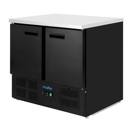 PG022 Polar G-Series Double Door Counter Fridge in Black - 240Ltr