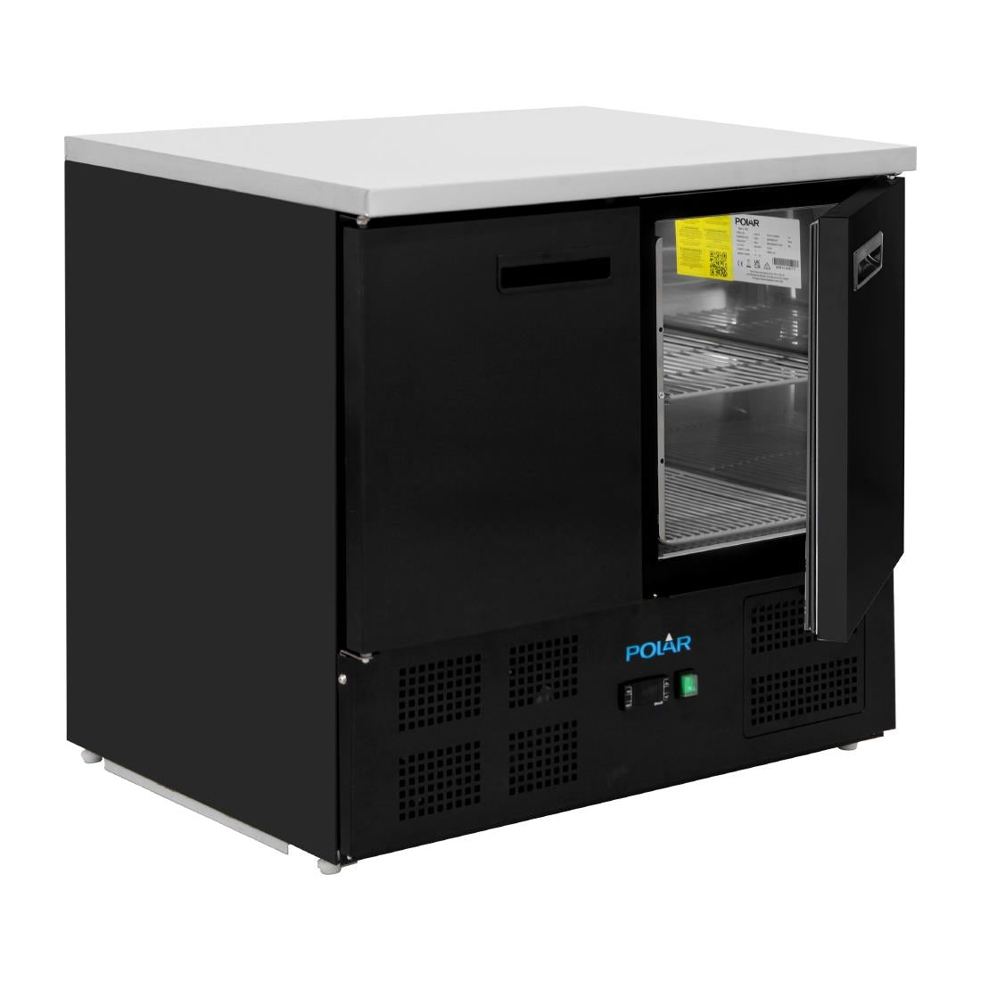PG022 Polar G-Series Double Door Counter Fridge in Black - 240Ltr