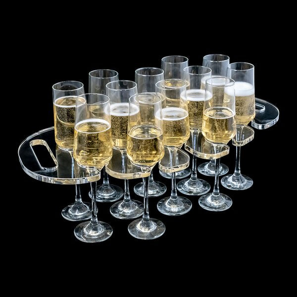 DJ282 Plasma Acrylic Clear Champagne Flute Tray 49 x 24cm