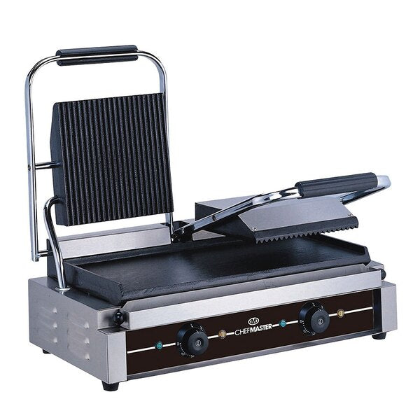 Chefmaster Large Single/Double Contact Grill - Ribbed/Flat