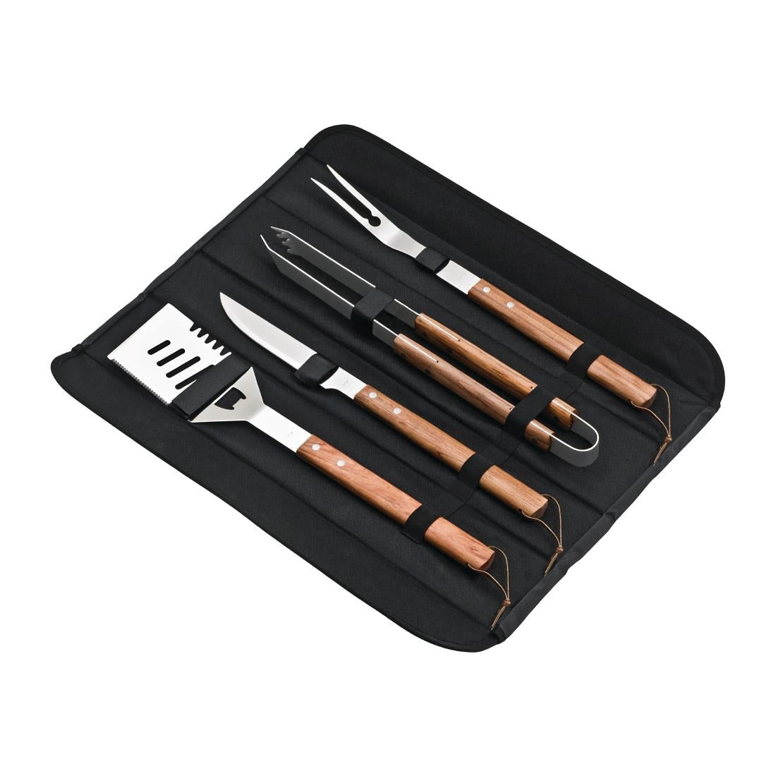 SA636 Deglon Sabatier Prep Like A Pro 4-Piece BBQ Utensil Set With Whites Denim-Blue Apron
