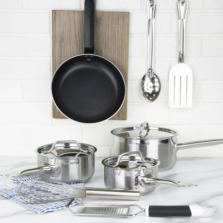 SA689 Nisbets Essentials Cook Like A Pro 4-Piece Saucepan and Frying Pan Set - JD Catering Equipment Solutions Ltd