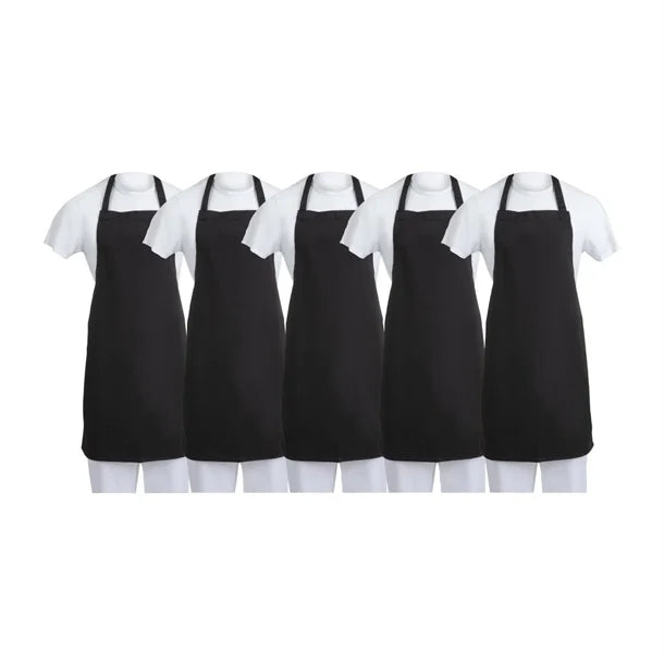 SA816 Whites Bib Apron Polycotton Black (5 pack)