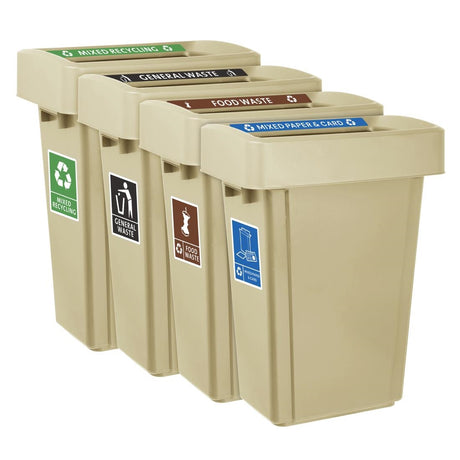 SA839 Jantex Simpler Recycling Slim Bin Bundle Beige 4x 60Ltr