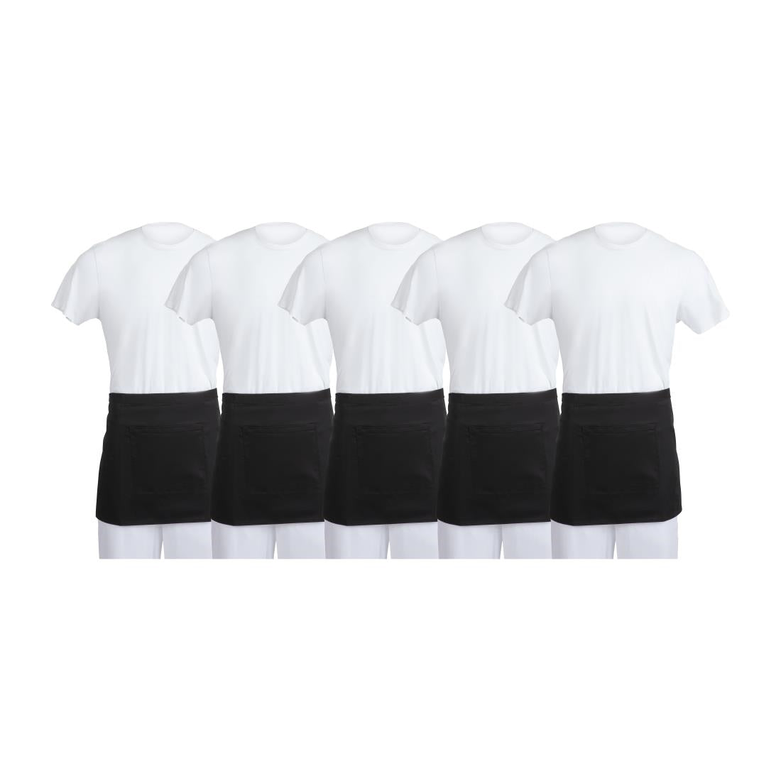 SA844 Whites Waist Apron Polycotton Black - 750x373mm - B131 (Pack 5)
