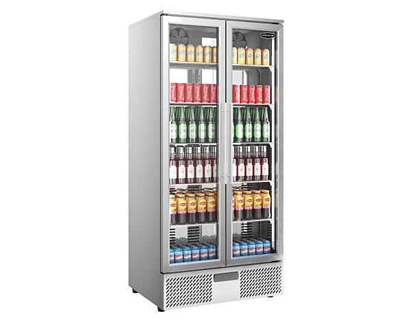 Sterling Pro Green SP220-STS Double Door Stainless Steel Upright Bottle Cooler 458 Litres