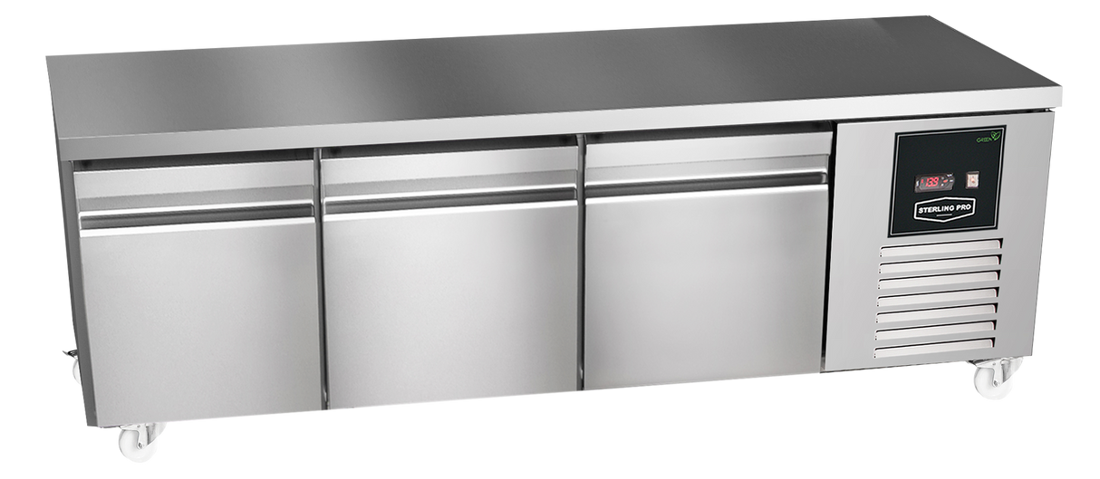 Sterling Pro Green SPI-B-180 Stainless Steel Low-Height Fridge Counter  3 x 2/3 Drawers 2 Years Parts & Labour