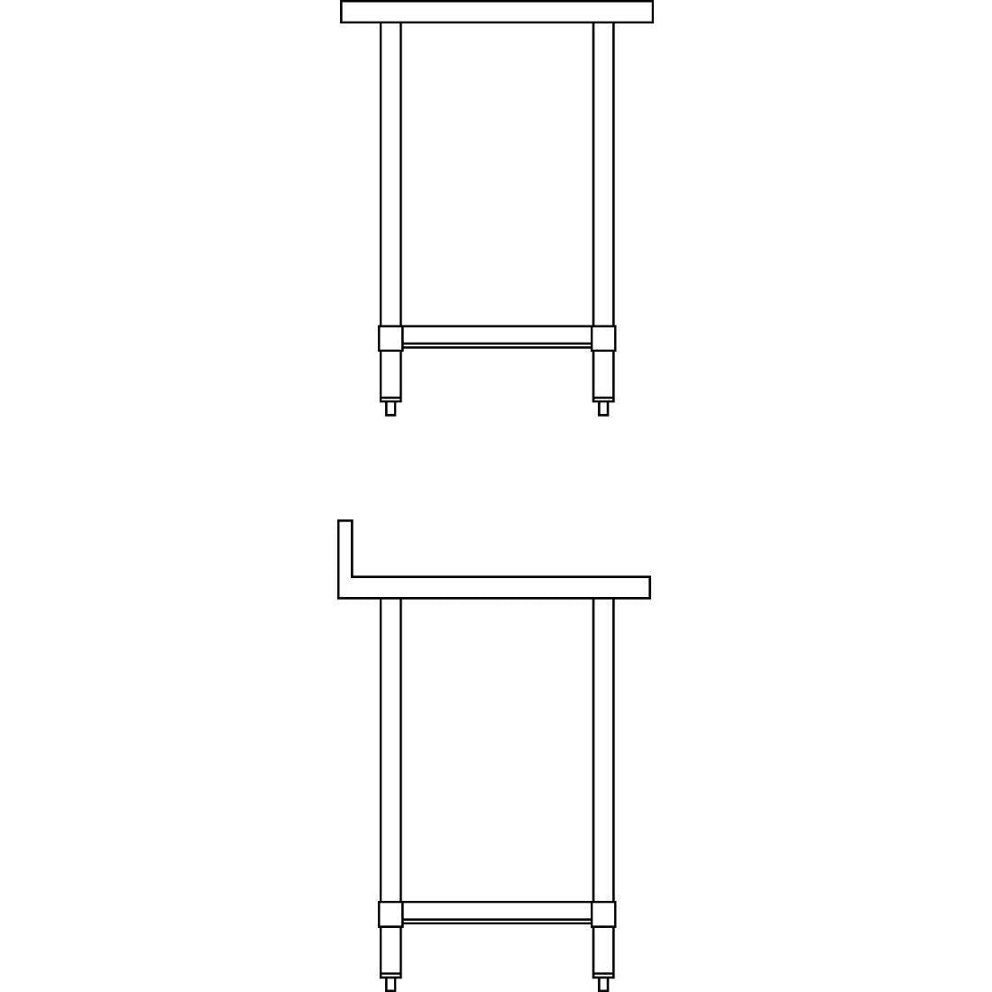 T379 Vogue Stainless Steel Prep Table with Upstand 600mm