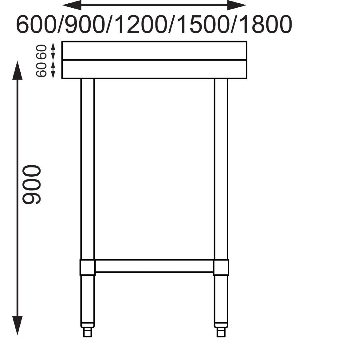 T381 Vogue Stainless Steel Prep Table with Upstand 1200mm