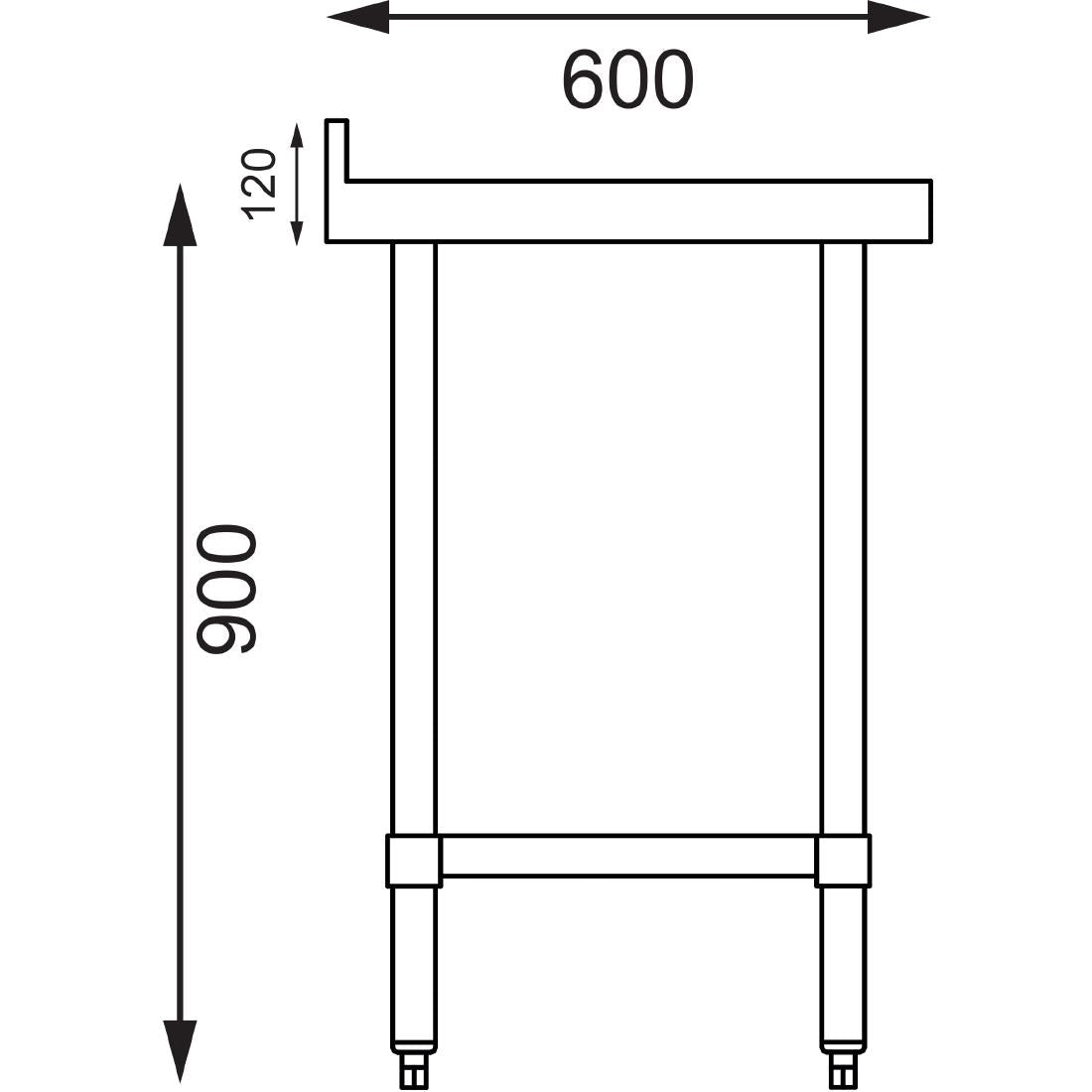 T381 Vogue Stainless Steel Prep Table with Upstand 1200mm