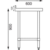 T381 Vogue Stainless Steel Prep Table with Upstand 1200mm