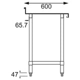 T381 Vogue Stainless Steel Prep Table with Upstand 1200mm