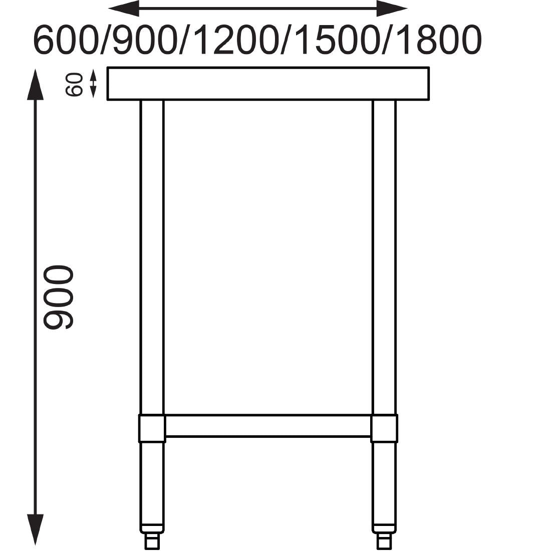 T376 Vogue Stainless Steel Prep Table 1200mm