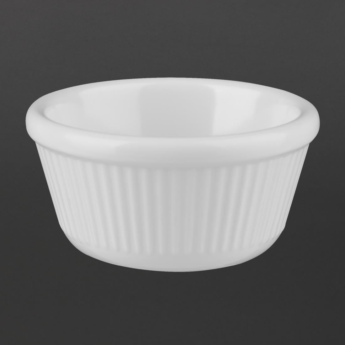 T700 Kristallon Melamine Fluted Ramekins White 70mm (Pack of 12)