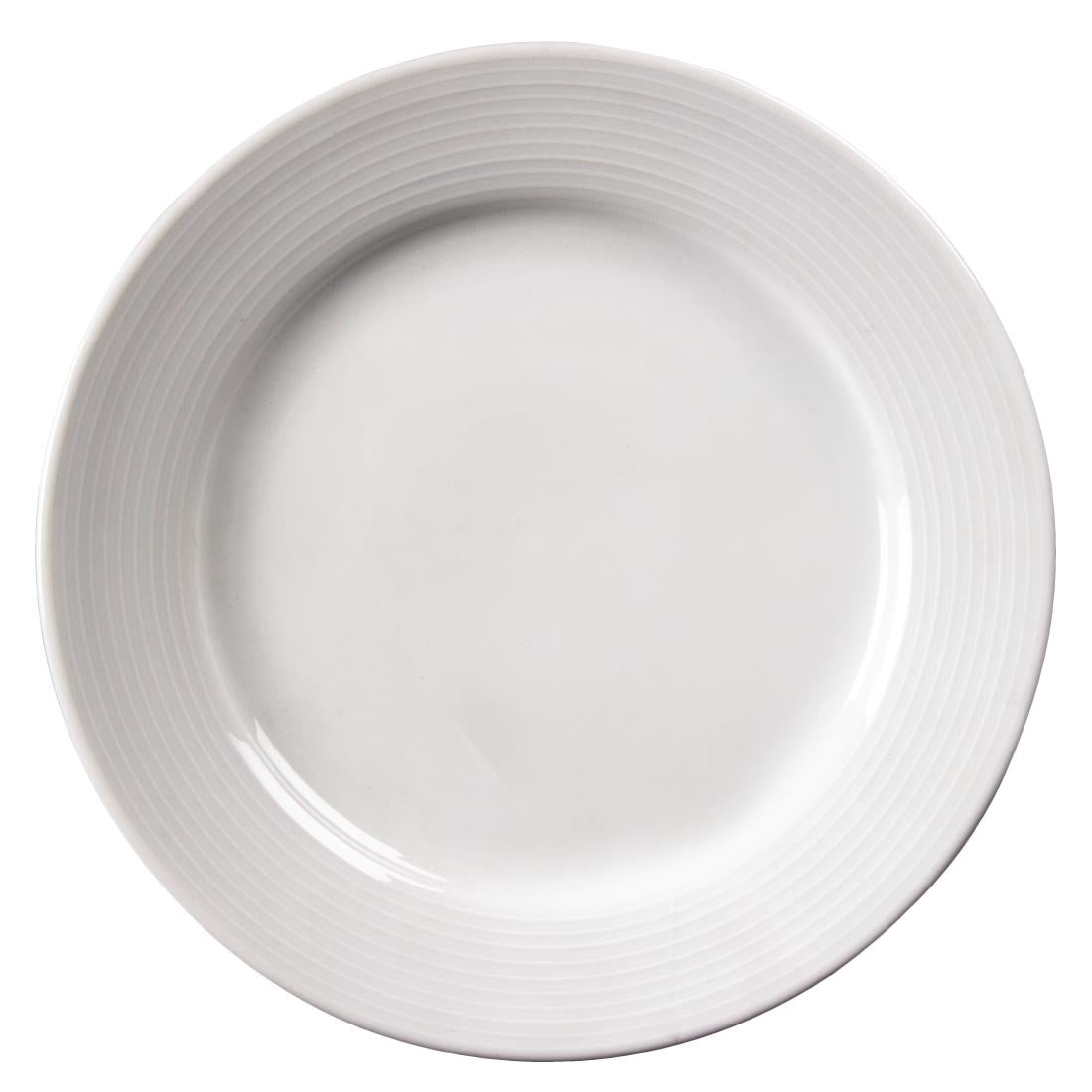 U090 Olympia Linear Wide Rimmed Plates 200mm (Pack of 12)