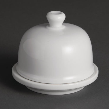 U184 Olympia Whiteware Butter Dish with Cloche 50ml 1.8oz (Pack of 6)