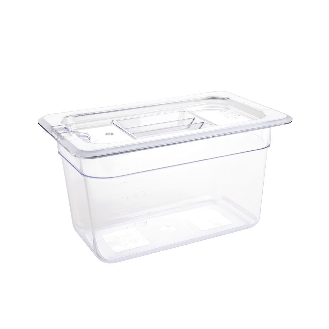 Vogue Polycarbonate 1/4 Gastronorm Container 150mm Clear
