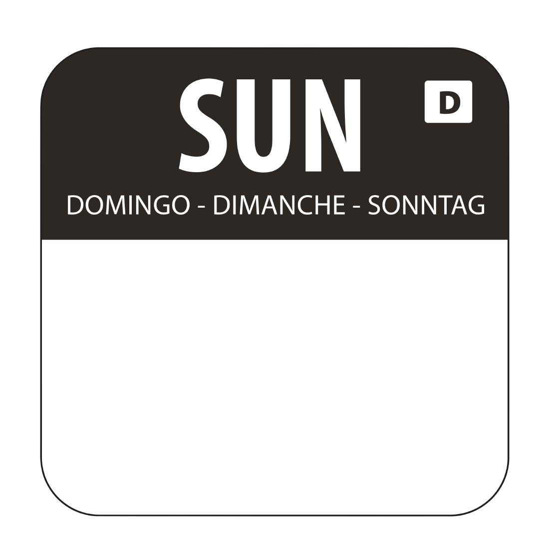 U783 Hygiplas Dissolvable Food Rotation Labels Sunday (Pack of 1000)