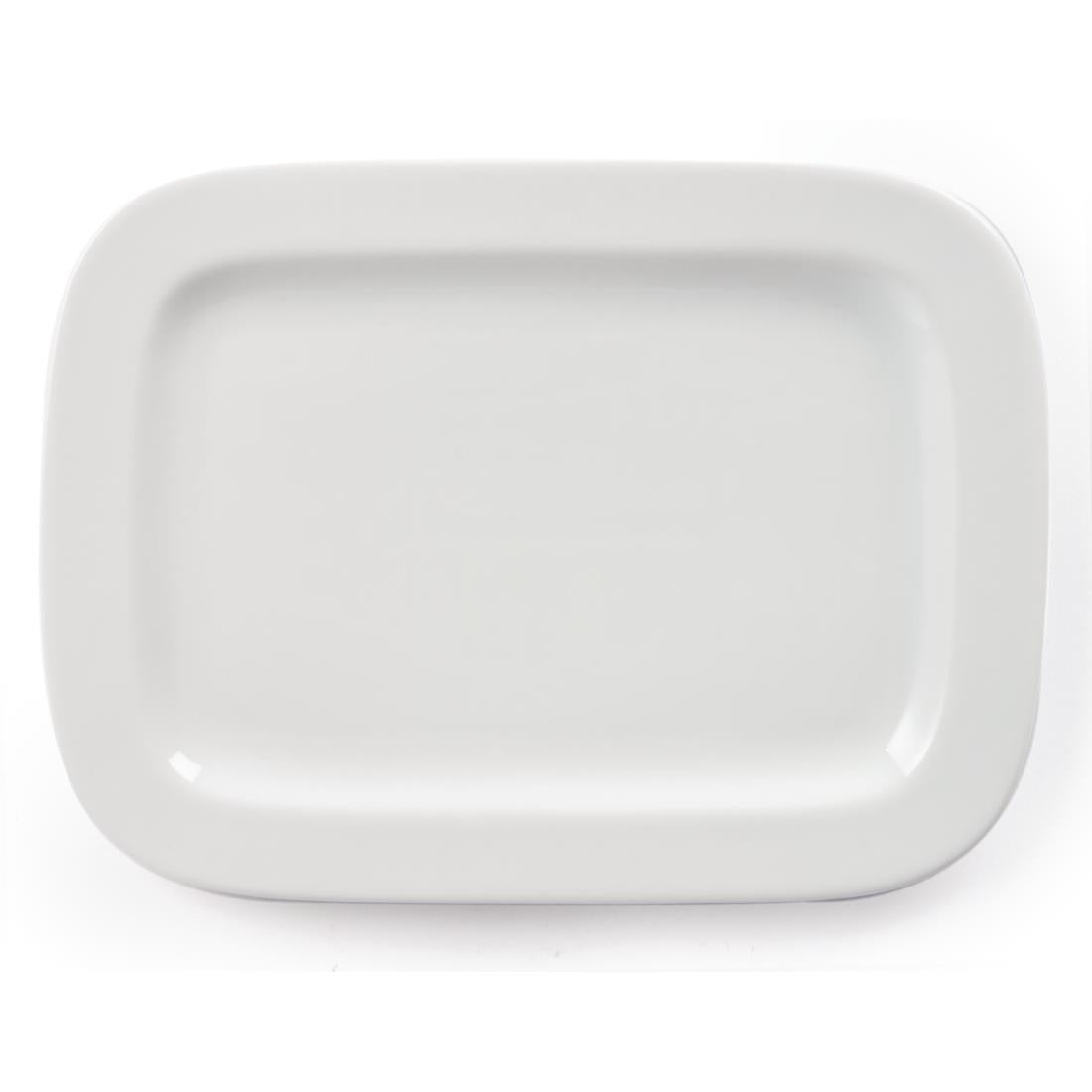 U805 Olympia Whiteware Rounded Rectangular Plates 230mm (Pack of 12)