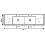 U910 Vogue Stainless Steel Double Sink with Double Drainer 2400mm