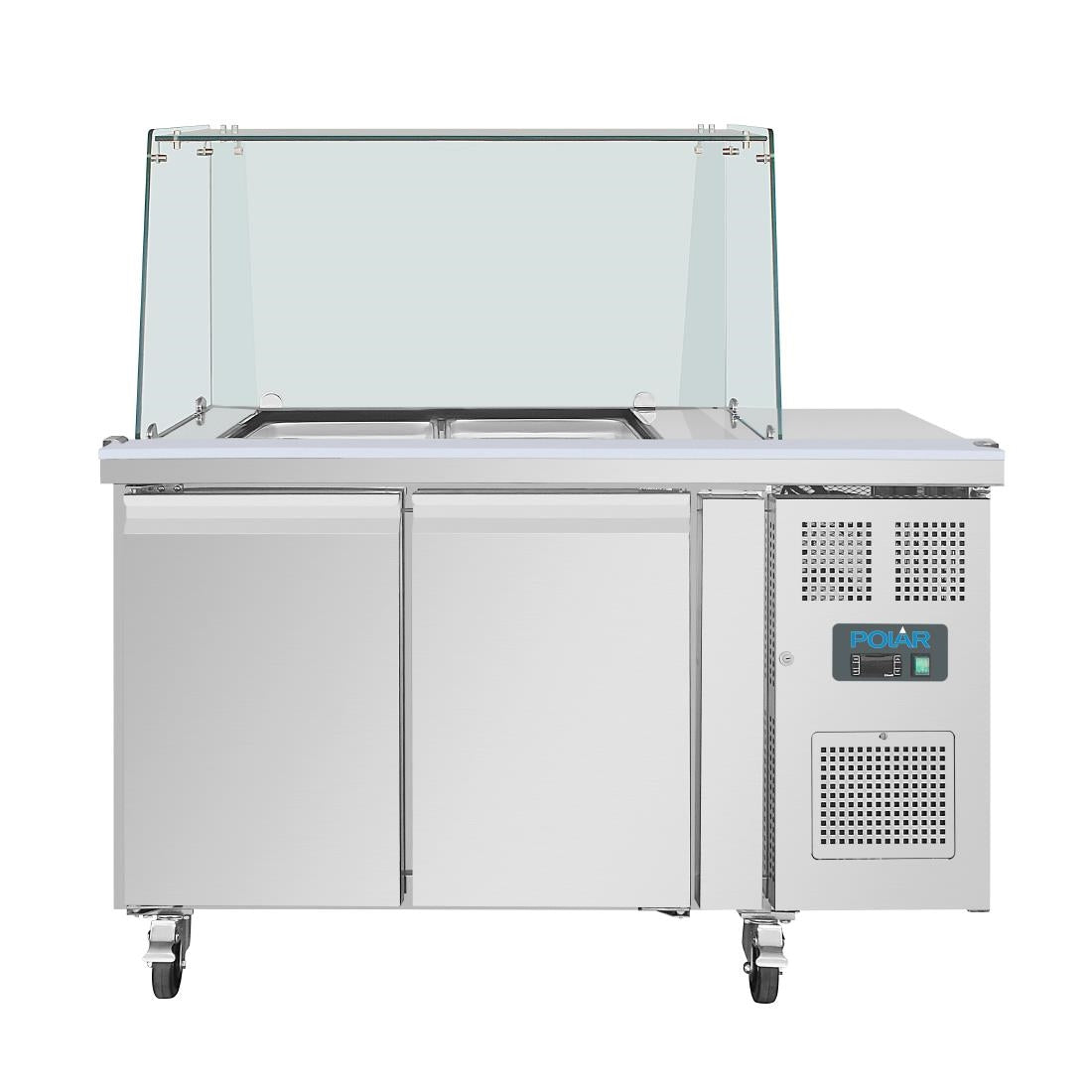 UA017 Polar U-Series GN Saladette Counter with Square Sneeze Guard 2 Door